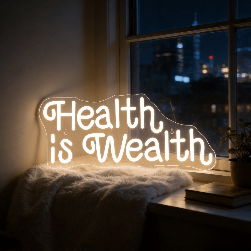 Health Wellness And Lifestyle - ป้ายไฟนีออน LED ข้อความ 